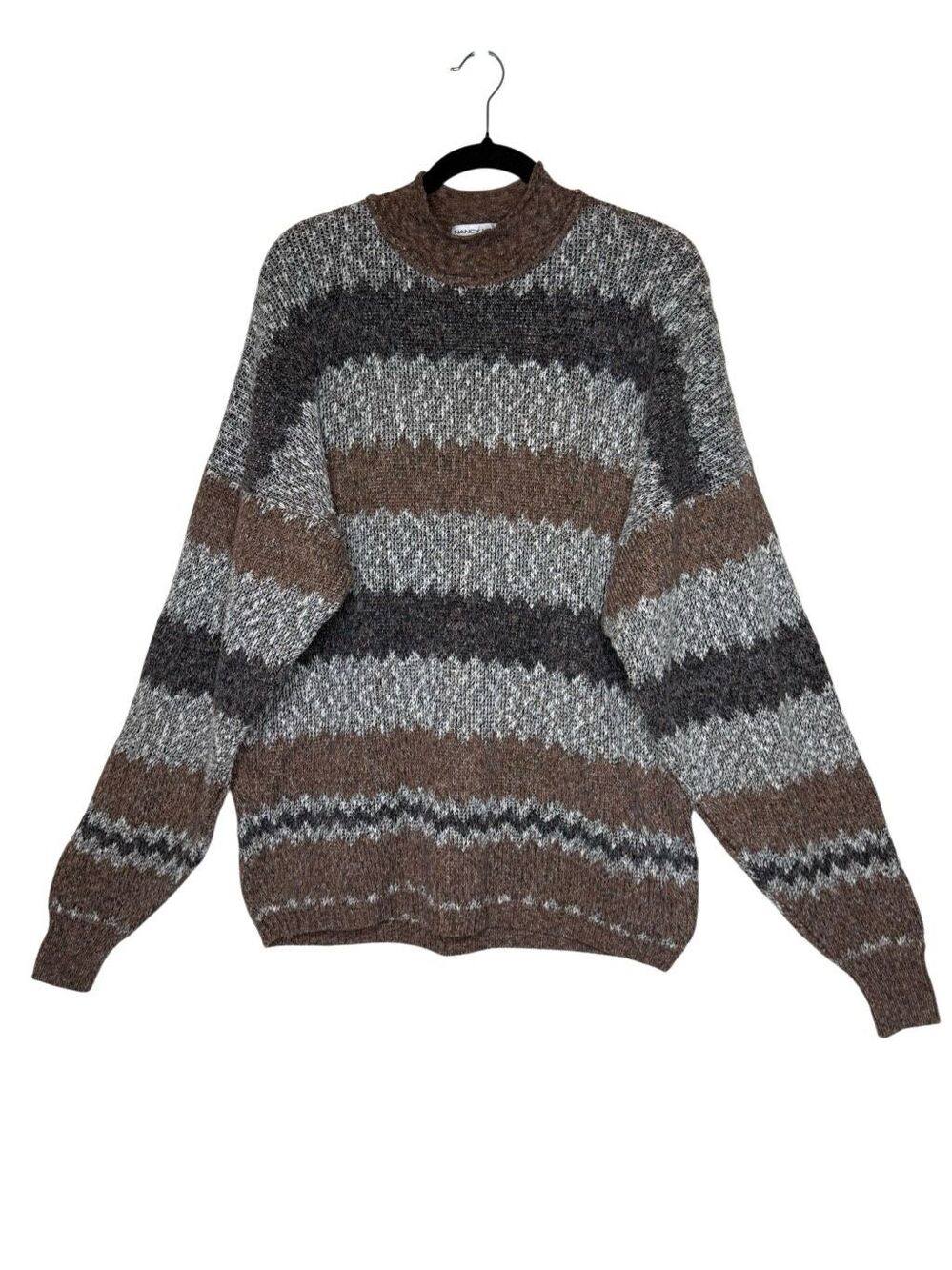 Vintage Nancy Heller Sweater Cotton Mock Neck Size XL Granola Girl, Grandpacore